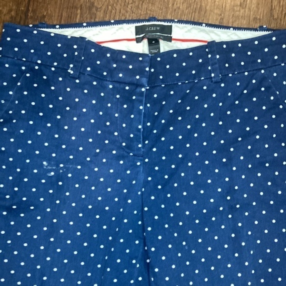 M- J. Crew Blue Capri Dot Cotton Woman's Trouser Size 0